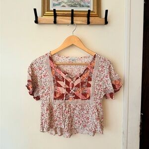Floral and patchwork top